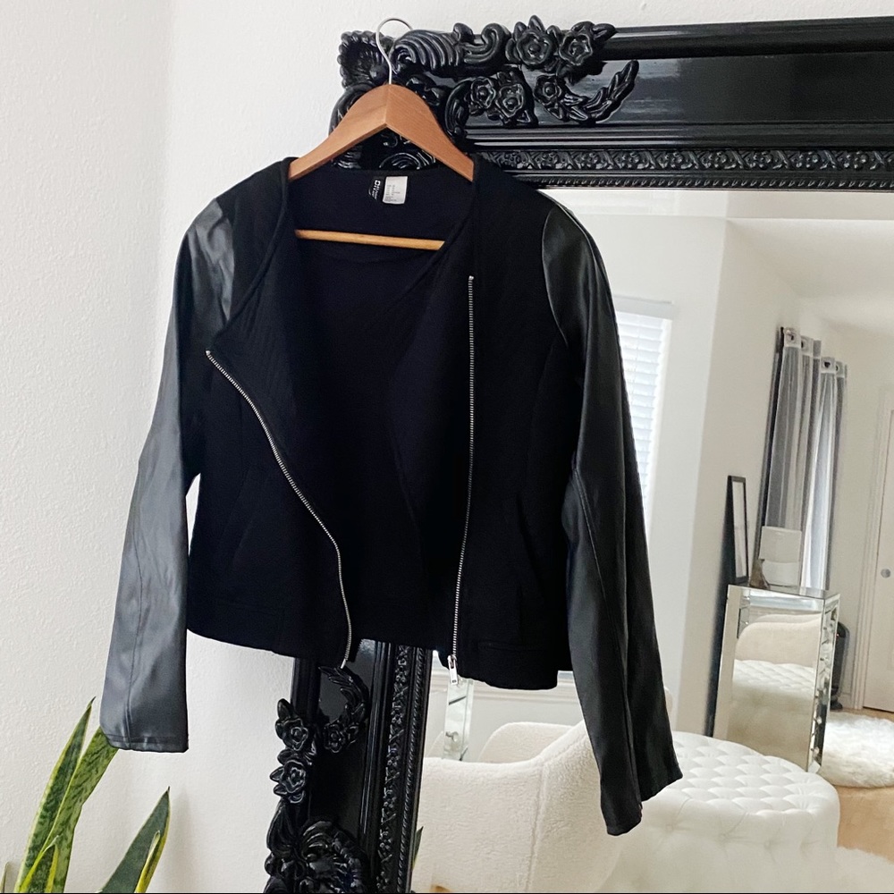 H&M | Women’s Black Faux Leather Fitted Jacket
